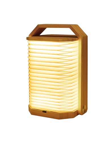 ZBOLE Holz Tischlampe mit Griff, Japanische Laternenlampe, Ambienteleuchte, Stimmungslicht, Wiederaufladbare LED-Lampe für Zuhause & Draußen & Party & Geschenk (Bambus) von ZBOLE