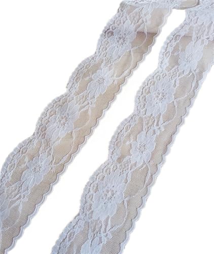 Vintage-Spitze Spitzenband, 10 Yards besticktes Netz weiß schwarzes Spitzenbesatzband(White width 65mm) von ZBORAVPIX