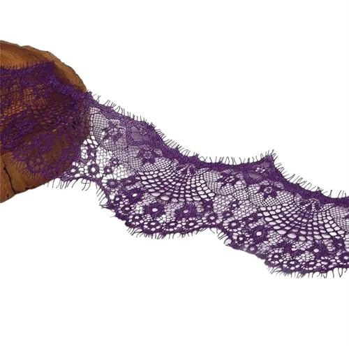 Vintage-Spitze Spitzenband, 3 Yards DIY Lace Fabric 9.5cm Webbing Embroidered Ribbon(Purple) von ZBORAVPIX