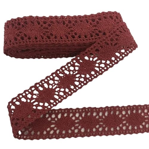 Vintage-Spitze Spitzenband, 5M Crocheted Webbing Cotton Lace Trims(Red1 2cm) von ZBORAVPIX