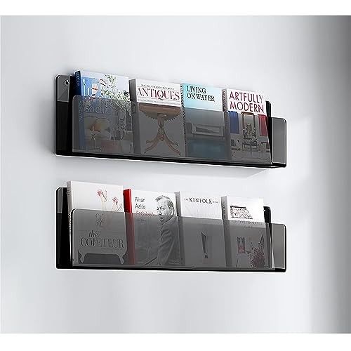 Wandhalterung für Magazine aus Acryl, An der Wand montierter Prospekthalter, verstellbarer hängender Zeitschriftenhalter(2pcs,120cm/47in) von ZBORAVPIX