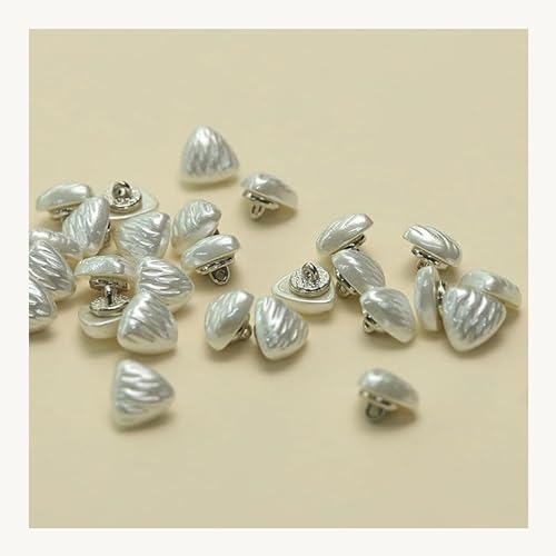 ZCHNB 10/12/13 mm quadratische herzförmige Perlmuttknöpfe aus weißem Metall zum Nähen von Perlmutt-Schaftknöpfen für Strickjacken von ZCHNB