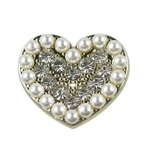 ZCHNB 10 Stück 15/20/23 mm Gold-Silber-Herz-Perlen-Ösenknopf Rosa Perlenknöpfe für Strickjacken Perlenknöpfe zum Nähen Basteln von ZCHNB
