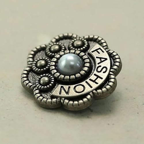 ZCHNB 10 Stück 18/23 mm runde Vintage-Perlenknöpfe aus Metall zum Nähen von Perlenschaftknöpfen für Strickjacken von ZCHNB