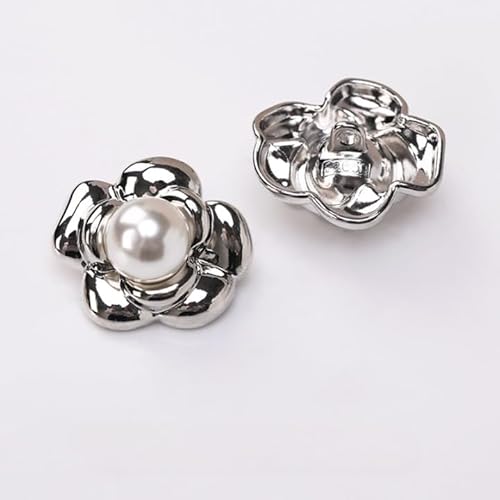 ZCHNB Perlenknöpfe aus Metall mit Gänseblümchenmuster 15/23/25 mm zum Nähen Perlenknöpfe für Strickjacken Perlenschaftknopf 10 Stück von ZCHNB
