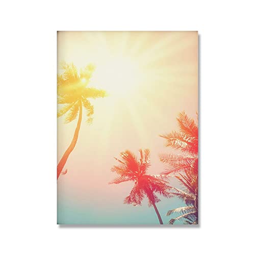 ZCHX Sommer Tropische Dekoration Bild Ozean Strand Kokosnuss Baum Surfbrett Poster Landschaft Wandkunst Leinwand Malerei Wohnkultur (Color : A, Size : 60x90cm No Frame) von ZCHX