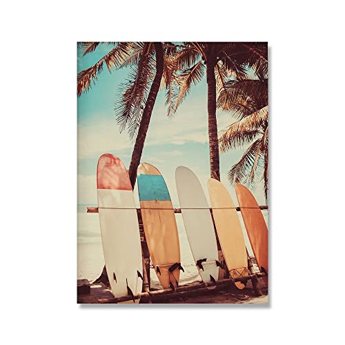 ZCHX Sommer Tropische Dekoration Bild Ozean Strand Kokosnuss Baum Surfbrett Poster Landschaft Wandkunst Leinwand Malerei Wohnkultur (Color : C, Size : 60x90cm No Frame) von ZCHX