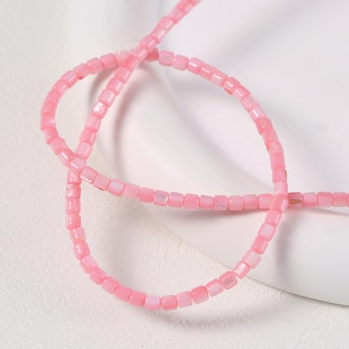 ZCSLD 1000 Stück 3 mm rosa natürliche Muschelanhänger, Perlmutt-Perlen, vielseitiges DIY-Schmuckherstellungszubehör für Knöchelarmbänder, Halsketten und mehr von ZCSLD