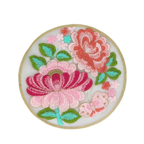 ZCSLD 15–19 cm runder Pfau Phönix Blume Stickerei Patch Bügelapplikationen chinesisch für Kleidung große Aufnäher für Jeans Jacke von ZCSLD