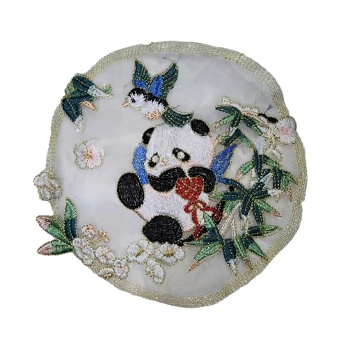 ZCSLD 16 x 12 cm, 1/2 Stück, Gaze Panda Bambus Stickerei Patch Bügelapplikationen Chinesisch für Kleidung Nähen auf Patches für Jeans Jacke von ZCSLD