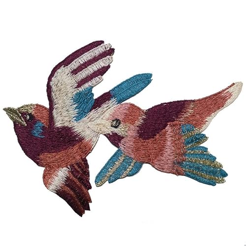 ZCSLD 17 x 12 cm 6 Stück Paar Vogel Stickerei Patch Bügelapplikationen Chinesisch für Kleidung Nähen auf Patches für Jeans Jacke von ZCSLD