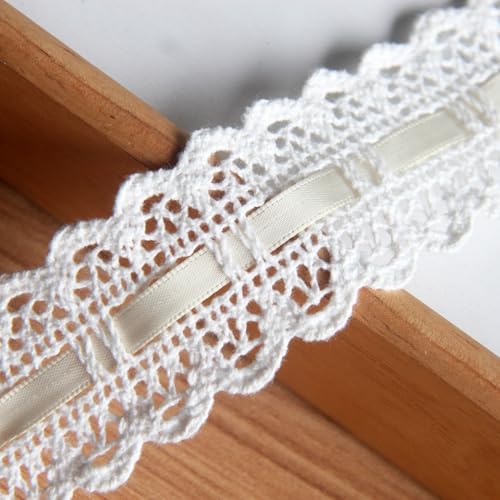 ZCSLD 2/6/10 Yards Vintage Floral Lace Ribbon Trim Soft Textured, Washable Decorative Trim for DIY Crafts, Wedding Decoration, Gift Wrapping von ZCSLD