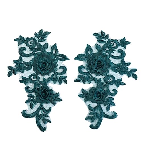 ZCSLD 21 x 12 cm / 2 Paar Spitze Blume Blüte Stickerei Patch Bügelapplikationen Chinesisch für Kleidung Große Aufnäher für Jeans Jacke von ZCSLD