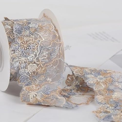 ZCSLD 3/6 Yards Floral Lace Ribbon Trim Soft Vintage Embroidered Lace Edging for Wedding Decoration Gift Wrapping, DIY Crafts, Scrapbooking von ZCSLD