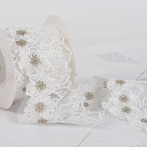 ZCSLD 3/6 Yards Floral Lace Ribbon Trim Soft Vintage Embroidered Lace Edging for Wedding Decoration Gift Wrapping, DIY Crafts, Scrapbooking von ZCSLD