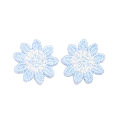 ZCSLD 3 cm, 30 Stück Gänseblümchen, kleine Blumen, Blumenblüten, Stickerei-Aufnäher, Applikationen, chinesisch, für Kleidung, kleine Aufnäher für Jeans, Jacken von ZCSLD