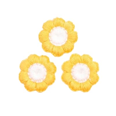 ZCSLD 30 Stück 2 cm kleine Sonnenblumen, handgefertigte Häkelapplikationen, Häkelblumen, kleine Stickerei-Aufnäher, Bügelapplikationen für Kleidung von ZCSLD