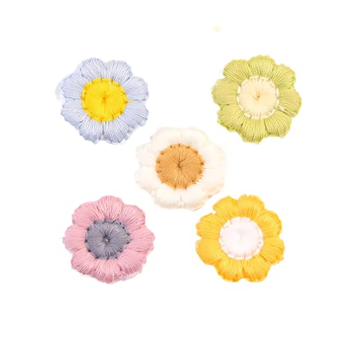 ZCSLD 30 Stück 2 cm kleine Sonnenblumen, handgefertigte Häkelapplikationen, Häkelblumen, kleine Stickerei-Aufnäher, Bügelapplikationen für Kleidung von ZCSLD