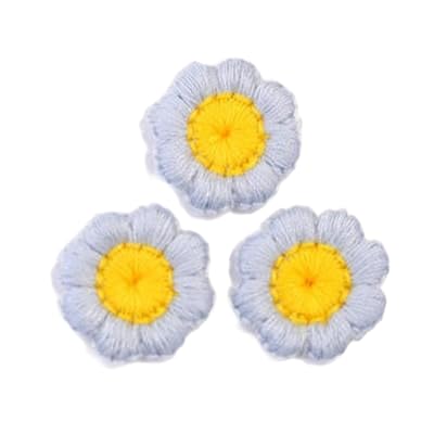 ZCSLD 30 Stück 2 cm kleine Sonnenblumen, handgefertigte Häkelapplikationen, Häkelblumen, kleine Stickerei-Aufnäher, Bügelapplikationen für Kleidung von ZCSLD