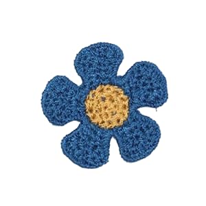 ZCSLD 30 Stück 3 cm Blume Marineblau Handgefertigte Häkelapplikationen Häkeln Blume Patches Kleine Stickerei Patch Bügelapplikationen für Kleidung von ZCSLD