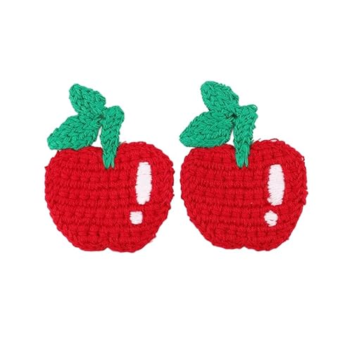 ZCSLD 30 Stück 6,5 x 4,5 cm Kirsche handgefertigte Häkelapplikationen Häkeln Obst Patches kleine Stickerei Patch Bügelapplikationen für Kleidung von ZCSLD