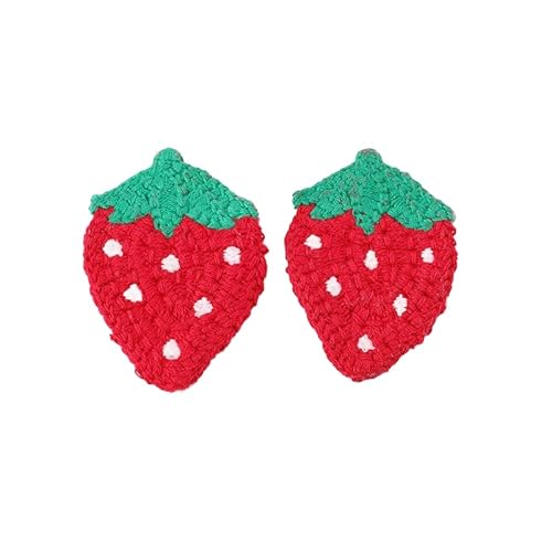 ZCSLD 30 Stück 6,5 x 4,5 cm Kirsche handgefertigte Häkelapplikationen Häkeln Obst Patches kleine Stickerei Patch Bügelapplikationen für Kleidung von ZCSLD