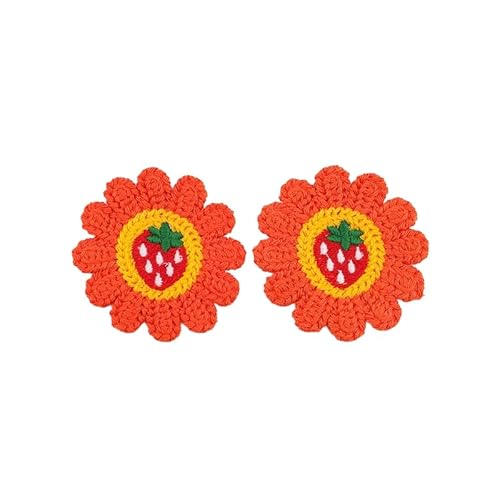 ZCSLD 30 Stück 6 cm Kirsche Sonnenblume Handgemachte Häkelapplikationen Häkeln Blume Patches Kleine Stickerei Patch Bügelapplikationen für Kleidung von ZCSLD