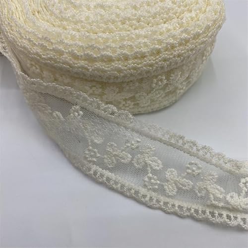 ZCSLD 30 Yards Floral Lace Edging Ribbon Vintage Lace Trim with Embroidered Detailing, Soft Texture for DIY Crafts, Wedding Decoration von ZCSLD