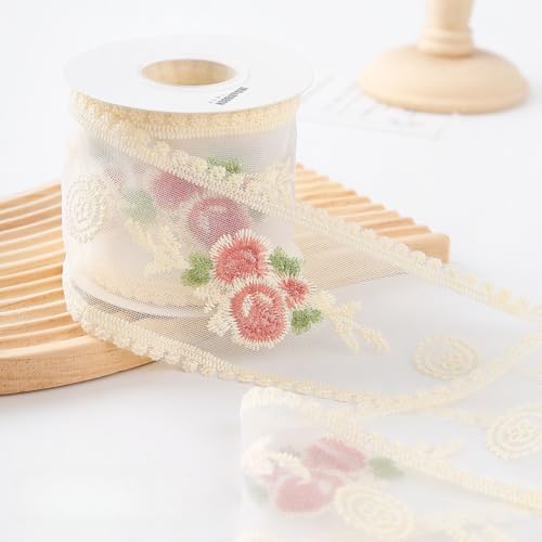 ZCSLD 30 Yards Vintage Spitzenband, bestickte florale Spitzenborte für Bastelarbeiten, Hochzeitsdekoration, Geschenkverpackungen und Nähprojekte von ZCSLD