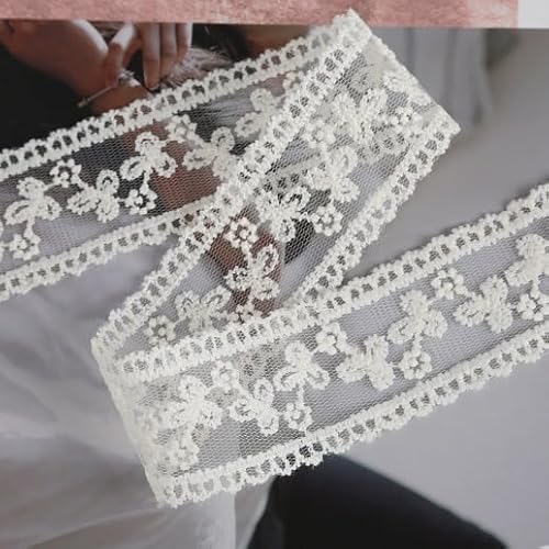 ZCSLD 4,5 / 9 Meter Vintage-Spitzenband mit gewelltem Rand, florale Spitzenkante für Bastelarbeiten, Hochzeitsdekoration, Geschenkverpackungen von ZCSLD