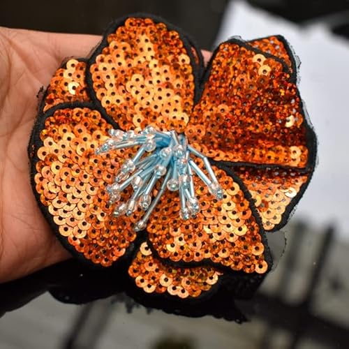 ZCSLD 5 Stück 11 x 12,5 cm handgefertigte Perlenstickerei Blume bunte Pailletten Patch Tuch verziert mit DIY Hilfsmaterial, großes Reparaturloch Applikation von ZCSLD