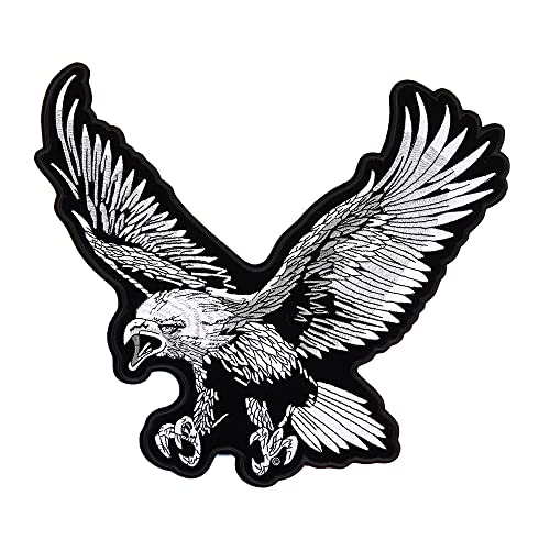 ZCSLD 5 x 30 cm große schwarze Adler-Patches für Kleidung, Stickerei, Punk, Rock, Biker, Motorrad, Kleidung von ZCSLD