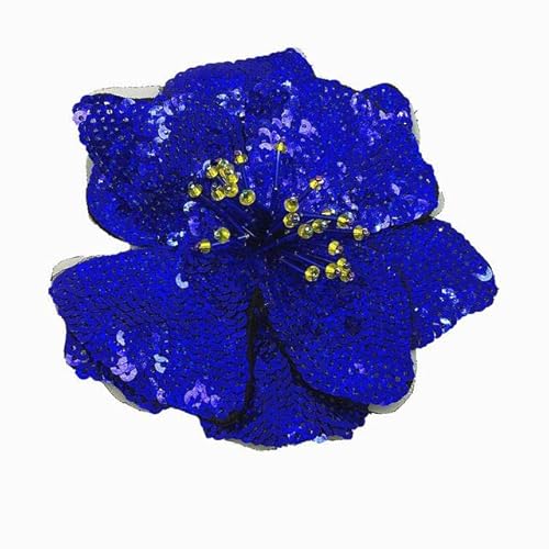 ZCSLD 5 x 3D-Blumen-Pailletten-Aufnäher, Blumenapplikation, Perlenaufnäher für Kleidung, blühende Bordado-Applikationen, Para Ropa von ZCSLD