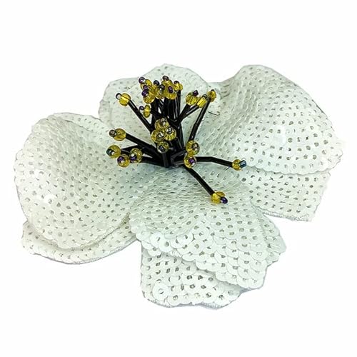 ZCSLD 5 x 3D-Blumen-Pailletten-Aufnäher, Blumenapplikation, Perlenaufnäher für Kleidung, blühende Bordado-Applikationen, Para Ropa von ZCSLD