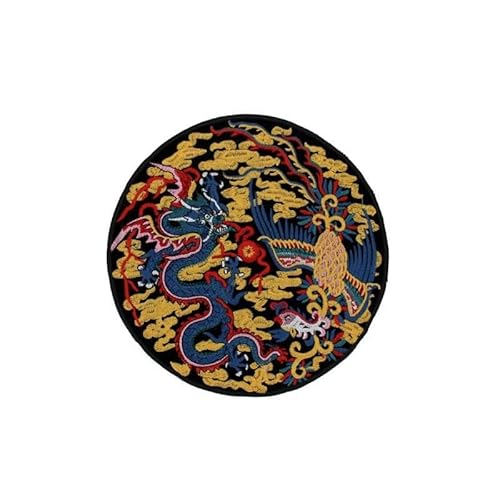 ZCSLD Dia 20-25cm 10pcs Chinese Pattern Dragon Embroidery Patch Iron On Appliques Chinese For Clothing Large Sew On Patches For Jeans Jacket von ZCSLD