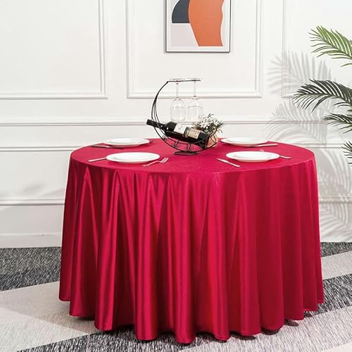 ZCSLD Fortschrittliche, einfarbige Satin-Tischdecke, rund, Polyester-Tischdecke für runden Tisch, Esszimmer, Wohnzimmer, Outdoor, 180–360 cm von ZCSLD