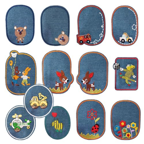 ZCSOWE 13 Stück Patches,Flicken Zum Aufbügeln Kinder,Bestickte,Bügelbilder Aufnäher,Bügelflicken Kinder für T-Shirt,Jeans, Kleidung Taschen,Mützen,Reparieren Sie das Loch von ZCSOWE