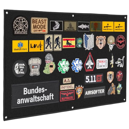 110×70CM klettwand, ZCXG Kletttafel Patches Klett,Taktische Patch-Display-Tafel, Klett Patch Board,Haken & Schlaufe,Mit Ösen, Faltbar für Militär-Patch-Aufhängung - Schwarz von ZCXG