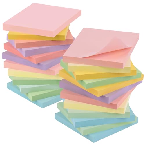 ZCZN 1920 Stück Haftnotizen 76 x 76 mm, 24 Blöcke Farbige Klebezettel, 8 zarte Farben Sticky Notes 80 Blatt Pro Block von ZCZN