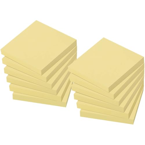 ZCZN Haftnotizen Klebezettel 12 Blöcke x 100 Blatt, 76 x 76 mm Sticky Notes Kanariengelb von ZCZN