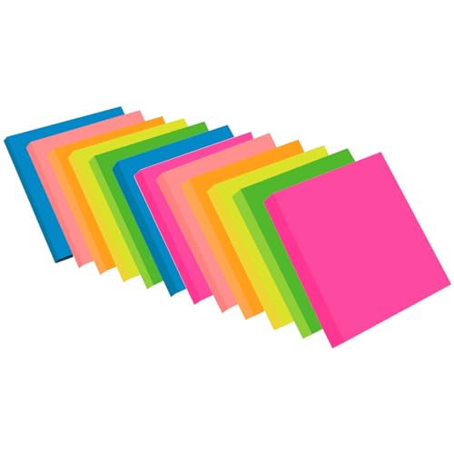 ZCZN Haftnotizen Klebezettel 12 Blöcke x 100 Blatt, Sticky Notes 76 x 76 mm in 6 Neonfarben (Blau, Neongrün, Neongelb, Orange, Hellorange, Magenta) von ZCZN