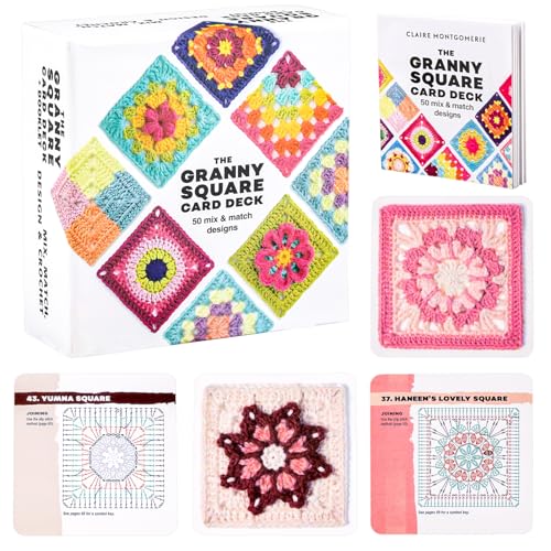 ZDNT Granny Square Häkel-Karten,50x häkeln, mixen und matchen.Granny Squares Häkeln Buch,Granny Square Card Deck,Mit Häkelschrift und Foto zu jedem Granny Square und praktischem So-geht's-Booklet von ZDNT