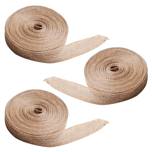 3 Rollen Juteband, Natürliches Sackleinenband, Braune Bandrolle, natürliche Jute-Sackleinenbandrolle, Sackleinen Band, Hessisches Band, für Floristen, Kunsthandwerk, Geschenkverpackung von ZEACCT