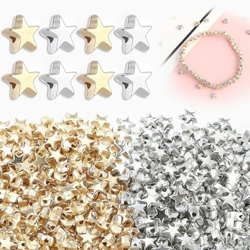 500 Stück Sternförmige Abstandsperlen, Acryl Sternform Perlen, Kleine Loch Spacer Perlen, Pentagramm Zwischenperlen, Stern Perlen Charms für DIY Armbänder Halskette Ohrring Schmuck von ZEACCT