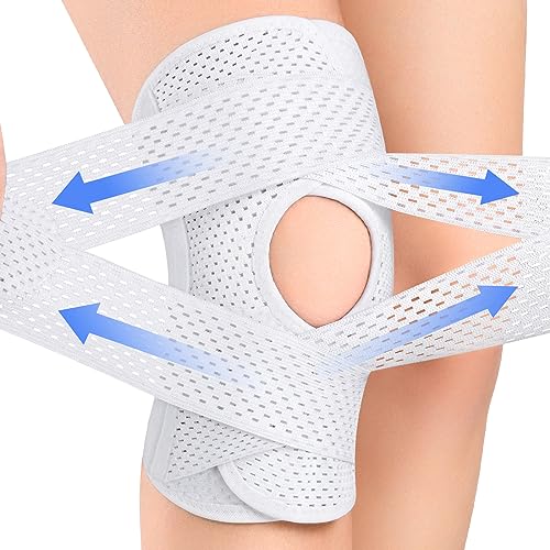 ZEAMO Kniebandage mit Patella Gel Pads für Damen Männer, Knee Support mit Stabilisatoren & klettverschluss für Meniskus Arthrose, Kniebandagen Sport Weiß Medium von ZEAMO