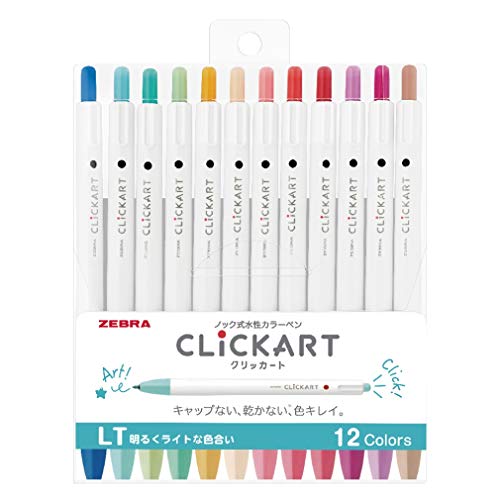 ZEBRA Clickart Marker auf Wasserbasis, helles Licht, 12 Farben, Wyss22-12Clt von Zebra Pen