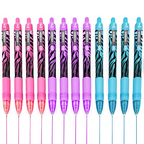 Zebra Z-Grip Smooth Kugelschreiber, 1,0 mm, Funky Flame, gestreifter Schaft, Blau, Rosa, Violett, 12 Stück von Zebra