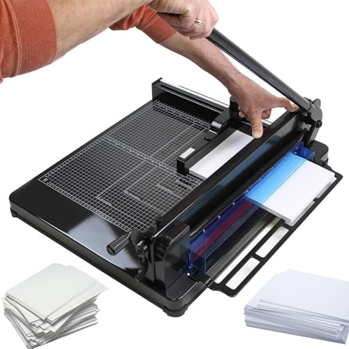 ZEEKYFOR Hochleistungs-Papierschneider, 12 Zoll manueller A4-Papierschneider, kommerzieller Stapelpapierschneider, max. 400 Blatt, 4 cm dick,Black von ZEEKYFOR