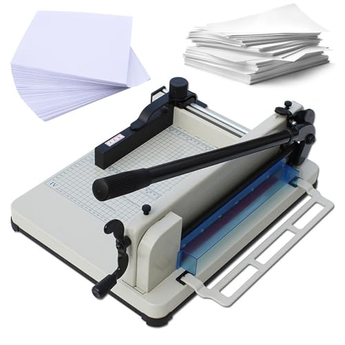 ZEEKYFOR Papierschneider Guillotine für bis zu 400 Blatt, 4 cm dick, für Zuhause, die Schule, das Büro, Druckerei, robuster Papierschneider, Stapelpapierschneider,White von ZEEKYFOR