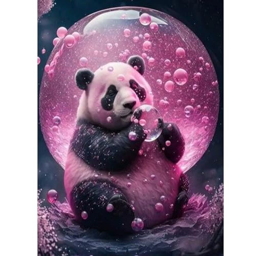 ZEELANNA 30x40cm 5D Diamond Painting Panda, DIY Malerei Diamant Rosa, Diamond Painting Erwachsene, Diamant Stickerei Bild Handwerk Haus Schlafzimmer Wohnzimmer Wanddekoration von ZEELANNA